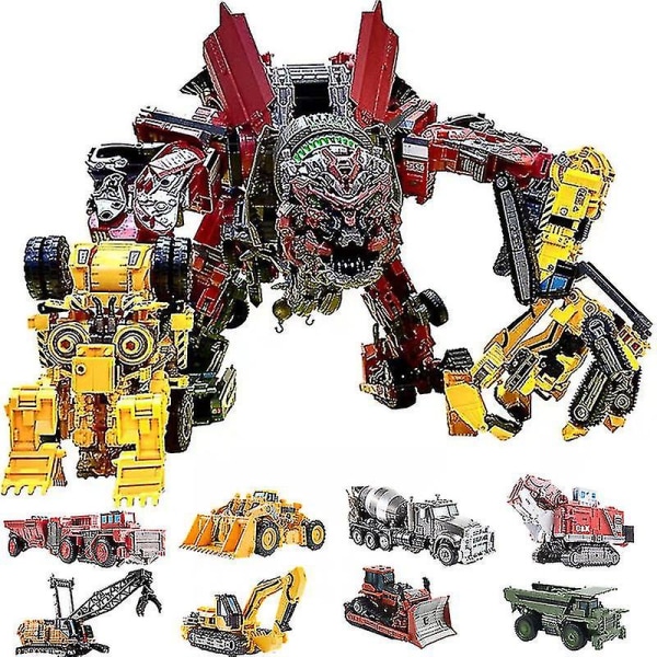Aoyi Cool 8 i 1 Oversize Devastator Transformation Legetøj Dreng Anime Krog Actionfigurer Robot Bil Ingeniør  Køretøj Model Børn  (FMY) AOYI H6001*8B