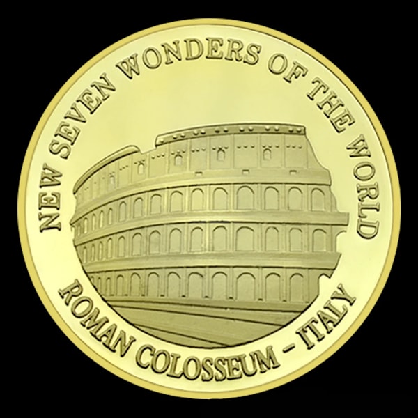 7 Verdens Underverker Minnemynter Den kinesiske mur Pyramiden Taj Mahal Romer Colosseum Festival Gave Samling Mynter(FMY) Chichen Itza Pyramid
