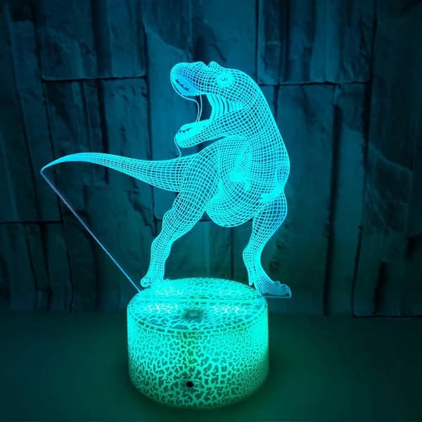 3D Dinosaur Nattelys Lampe Leke, Dinosaur Lys Lamper for Gutterom, Dinosaur Nattelys for Gutter (FMY)