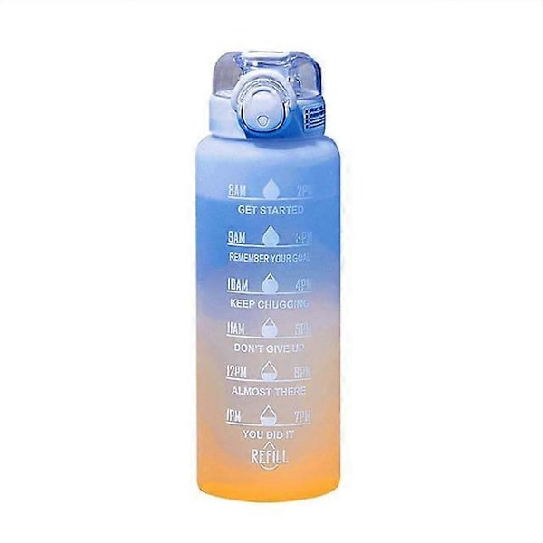 1 Liters Motiverande Vattenflaska Noozle med Tidsmarkering Läcksäker Sportvattenflaska för Gym Camping Tour  (FMY) Blue 1000ML