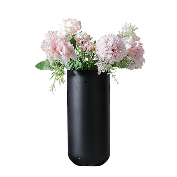 Blomvas i rostfritt stål, dekorativ mittpunkt för hem eller bröllop, 304 rostfritt stål, 23 cm hög prydnad (FMY) Black