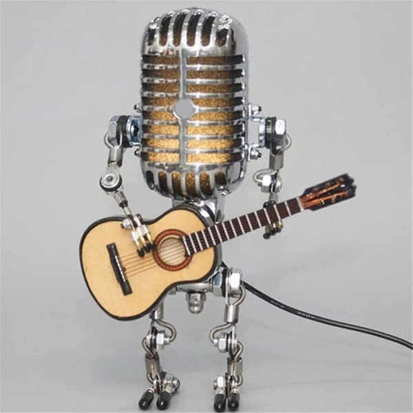 Retro stil vintage mikrofon robot bordslampa, vintage mikrofon robot touch dimmer lampbord La (FMY)