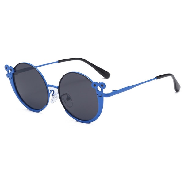 Sommermote polariserte barnebriller tegneseriesnegleformet metall solbriller Trend med solbriller ---mørk blå innfatning Svart ben Grå skive (FMY)