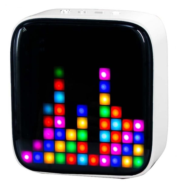 Bluetooth LED Hvid Retro Pixel-højttaler, 28 farver, Led-højttaler til soveværelse (hvid) (FMY)