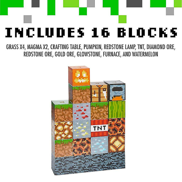 Kreativ Minecraft Stickning Nattlampa Kub Byggstenlampa Ljus Skrivbordsdekoration Prydnader Presenter Blockmönster Färg Slumpmässig (FMY)