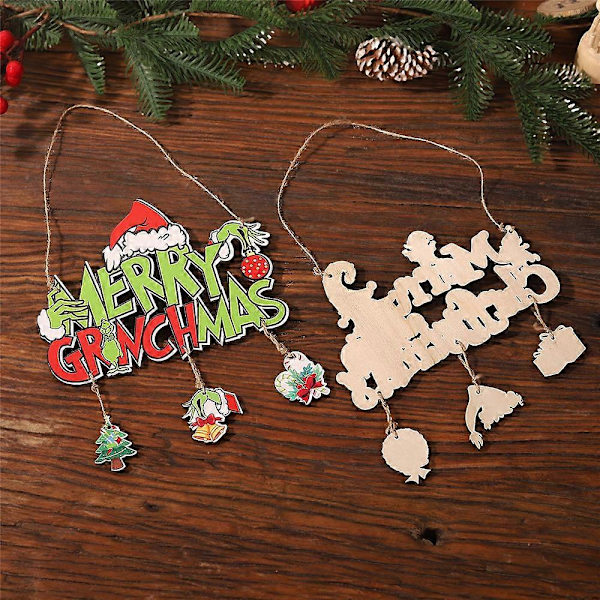 God Jul Tre Grinchen Stjal Julen Henger Ornamenter Juler Tre Dør Dekorasjon Morsom Skilt Hjem Gave (FMY) B