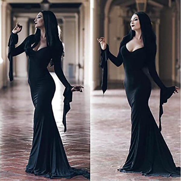 Morticia peruker för kvinnor Halloween kostymer Cosplay  (FMY)