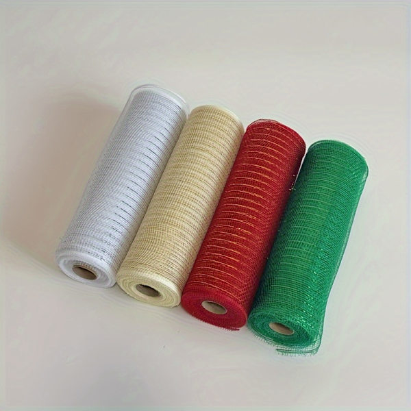 4 Pak Deluxe Plastik Mesh Båndruller - Alsidigt, Genanvendeligt og Let at Forme Håndværk Net til Kransfremstilling, Sæsonbestemte Dekorationer og  (FMY) 4pcs style 3
