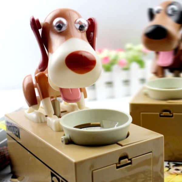 Pengeboks Bank Svin Mekanisk Choken Mønt Opsparing Sulten Spisende Hund Robot, 100% Ny (FMY) blackwhite