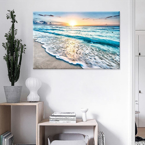 Sea Sunrise Beach Maisema Tapetry Kehyksetön seinämaalaus Kodinsisustus (FMY)
