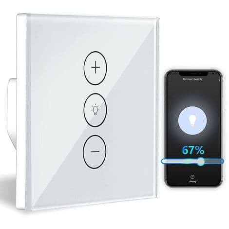Dimmerbryter, WiFi lysdimmer med prosentfunksjon og timerfunksjon, WLAN stemmeappkontroll, innfelt belysningsdimmer（FMY）
