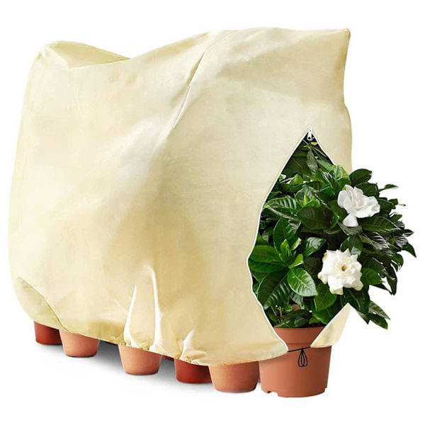 200CM x 240CM Suuri Kasvinsuojus Vetoketjulla Kiristysnarulla Paksu Talvipuun Suoja Jäätymissuoja Pakkaskangas Ulkokasveille la  (DPD)  (FMY) Beige