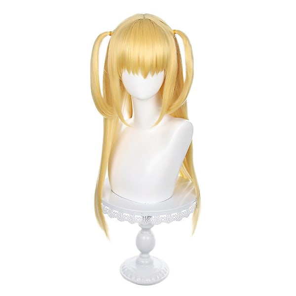 Halloween Paryk Amane Misa Cosplay Paryk Anime Death Note Gylden Gul Cosplay Paryk Misa Misa Varmebestandig Hår Halloween Fest Kvinder Parykker + Hætte (FMY) As shown One Size-Death Note