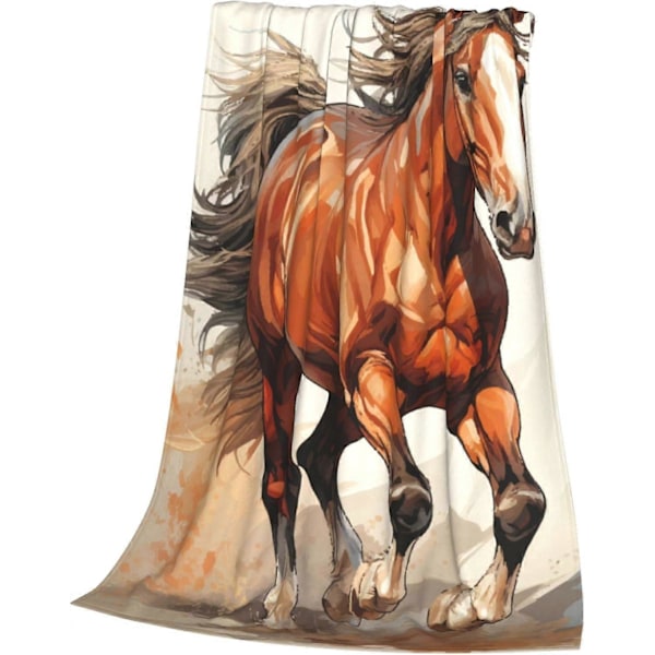 Hästfilt för pojkar män vuxna Fleece Flanell Springande Häst Bekväm Lättvikts Pläd Filtar för Soffa Rese Sängkläder Dekor (FMY) 50x40 Inches