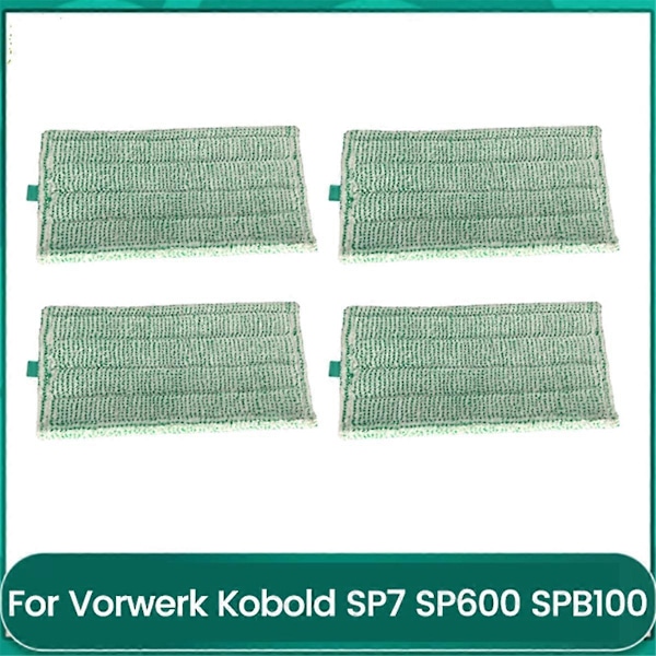 4 stk. moppekluter for Vorwerk Kobold SP7 SP600 SPB100 støvsuger, erstatter mikrofiberrengjøringskluter (FMY) Green  White