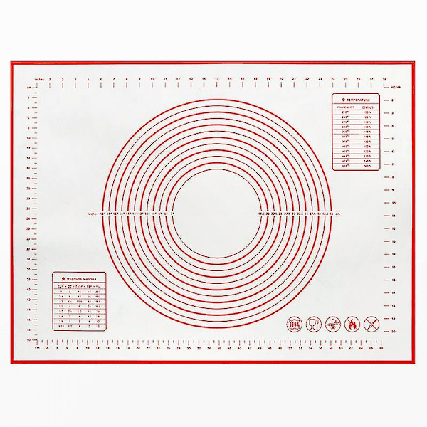 Stor Icke-klibbig Extra Tjock Silikon Bakmatta Med Mätmatta, Bänkskiva, Dejrullningsmatta, Ugnsfoder, Matta (FMY)