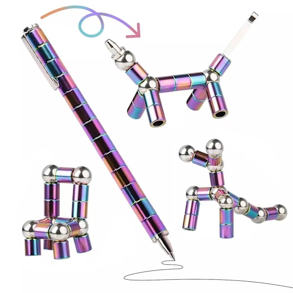 Magneettinen Fidget-kynä Monitoiminen Deformoituva Taika Kirjoitus Decompression Lelu, 100% Uusi (FMY) Colorful