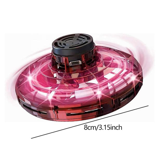 LED UFO-typ Mini Drone Flygande Helikopter Spinner Fingertopp Flyg Gyro Drone Flygplan Leksak Vuxen Barn Present (FMY) Red