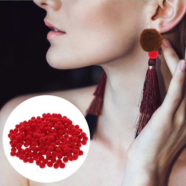 600 st Multi-användbara Pompom-bollar DIY-hantverk Pom Poms DIY-konst Röda Pompom-bollar (FMY) Red 2 1X1cm