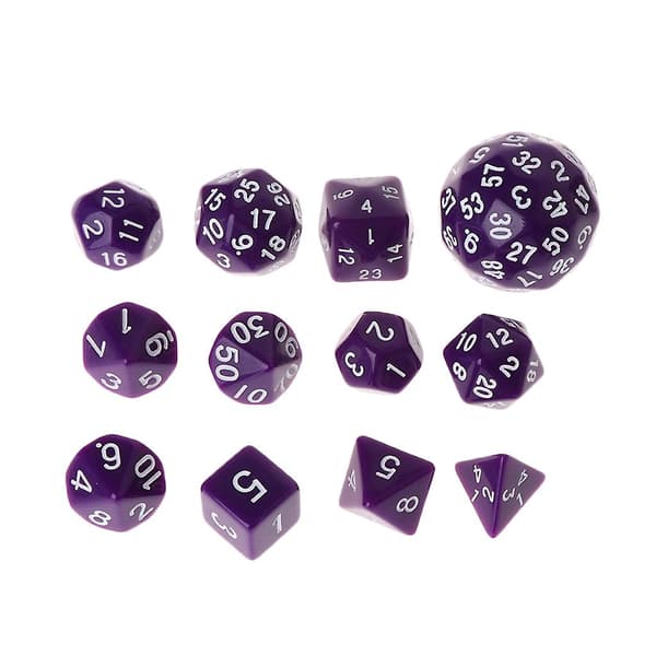 12 stk./sæt Flersidig Polyhedral Terning D4 D6 D8 D10 D12 D20 D24 D30 D60 Dungeons  (FMY) Purple