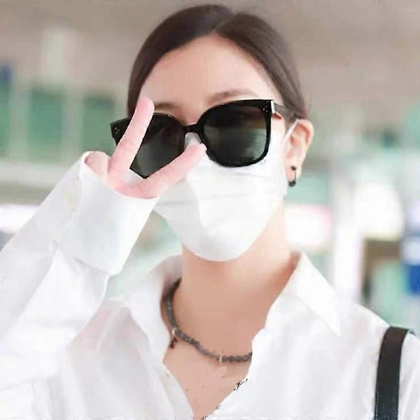 Luksusmærke Koreanske Solbriller Kvinder Monster Designer Gentle Mænd Trendy Acetat Cat-eye Polariserede Solbriller Dame Shades UV400 (FMY) RICE WHITE GRAY Polarized