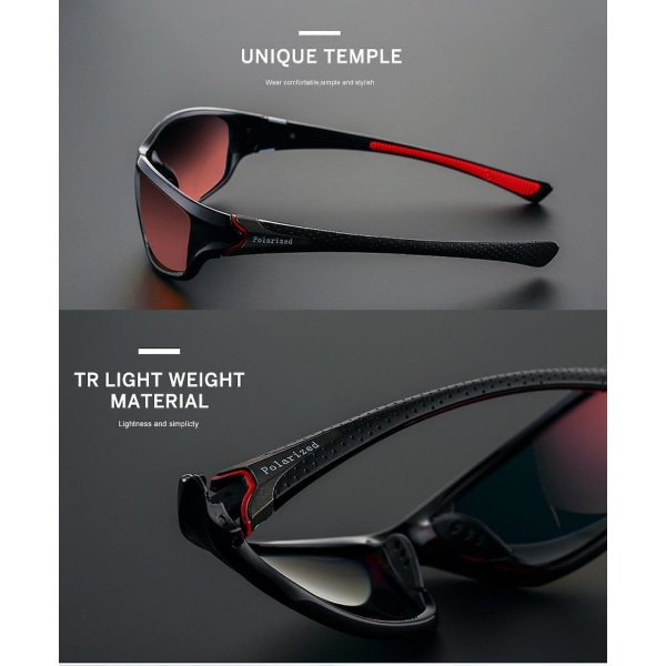 Sportspolariserte solbriller for menn 100 % UV-beskyttelse Kjøring Sykling Fiskeskjermer (FMY)