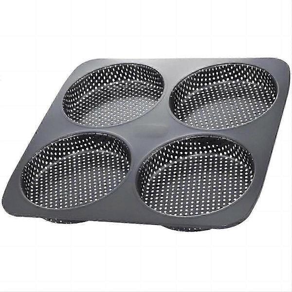 Hamburgerbrødform, 5-tommers non-stick karbonstål hamburgerform, 4-kopps stor bakeform egnet for hjemmelagde hamburgerbrød (FMY) As shown