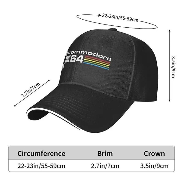 Punk Unisex Commodore 64 Baseball Cap Voksen C64 Amiga Computer Justerbar Dad Hat til Mænd Kvinder Solbeskyttelse  (FMY) black