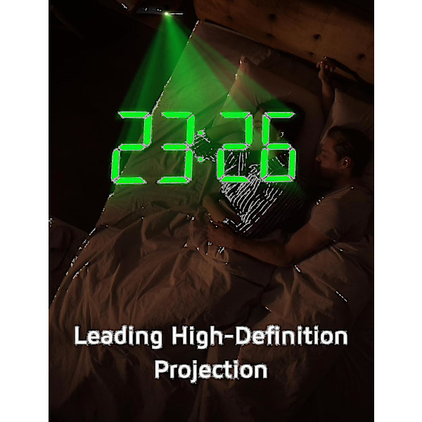 Projektio-herätyskello, digitaalinen kello 180 asteen kääntyvällä projektorilla, 3 tasoinen kirkkaushimmennin -sx  (FMY) S-green Digit green Projection