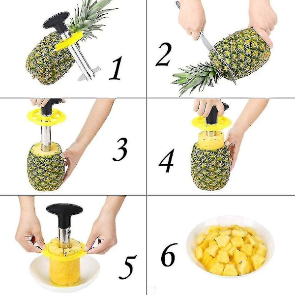 Ananas Skärare, Skivnings- och Urkärningsverktyg: [3-i-1] Ananas Skärare i Rostfritt Stål för Ananas Urkärning & Ananas Skal & (FMY)
