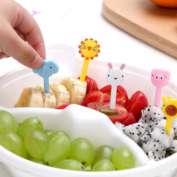 Söta Djur Fruktgafflar 10st Cartoon Zoo Bento Boxar Banan Apelsin (FMY)