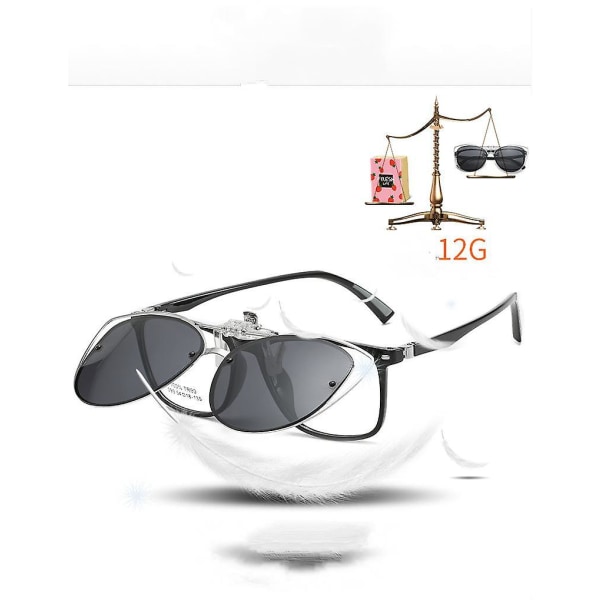 Polariserte kjøresolbriller med klips for kvinner med flip-up-funksjonsegnet, vintage Cat Eye utendørssolbriller for damer-svart (FMY)