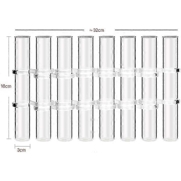 Hængslet Blomster Vase Reagensglas, 8 stk Reagensglas Blomster Vaser Plante Display Holder, Bord Midtpunkter Vase Med Børst (FMY) 8Pcs L- 18 x 3 cm