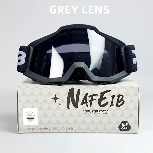 NAFEIB Moottoripyörälasit N17 Motocross Pyöräilylasit Ulkoilu Maasto Hiihto Urheilu MTB ATV Dirt Bike Racing Lasit (FMY) BK-GREY