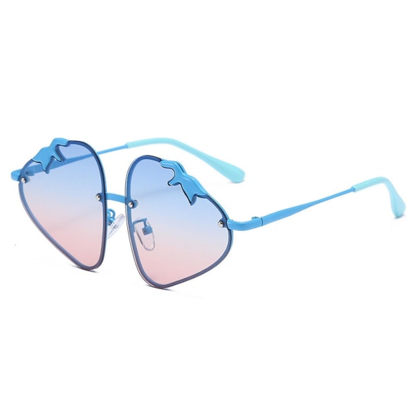 Barns tecknade jordgubbsformade flickor Dekorativa solglasögon Mode polariserade solglasögon --- himmelsblå ram Blå pulver (FMY)