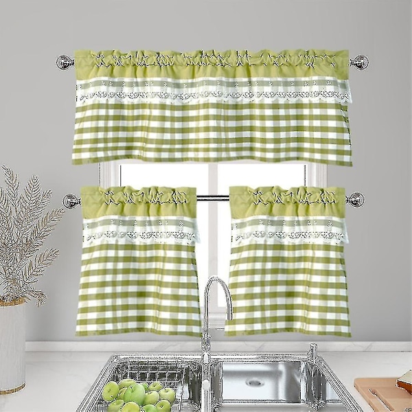 Kök Gardiner Dekoration Fönstergardin Lyxig Café Valance Topper Draperier (FMY) Yellow Green 74cmx61cm