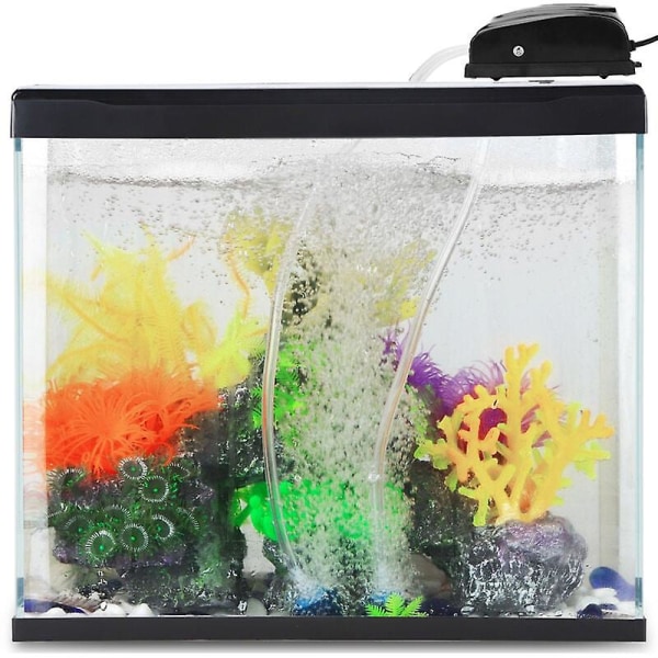 Mini 5w akvarieluftpump, tyst akvariebubblare, syrgasluftningspump för litet akvarium, med luftslang, luftsten och backventil (FMY)