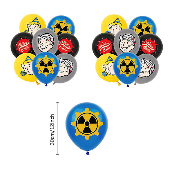 Fallout Game Vault Boy Barnkalas Dekorationer för Barn Ballonger Banner Tårta Topper Set Dekoration  (FMY)