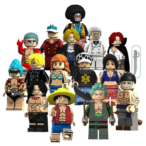 15-delt One Piece actionfigur byggeklodser legetøj børns pædagogiske samle legetøj  (FMY) A set of 15 styles A about 5 cm