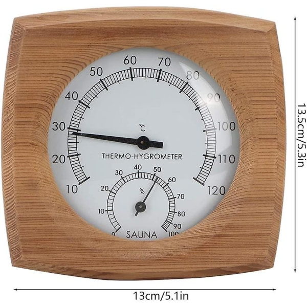 2 i 1 trætermometer/hygrometer til dampbad