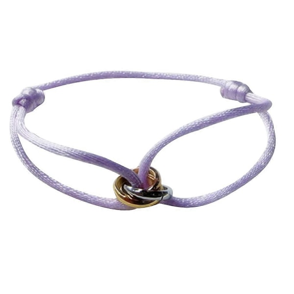 Metallinen Solki Renkaat Punottu Köysi Rannekoru Korut Säädettävät Pariskunnan Rannekkeet (FMY) Light purple