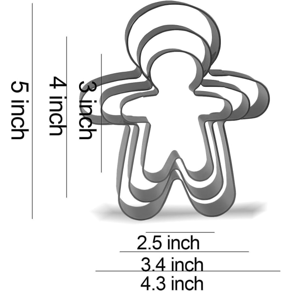 3-osainen Gingerbread Man -leikkurisarja ruostumattomasta teräksestä set molds (FMY)