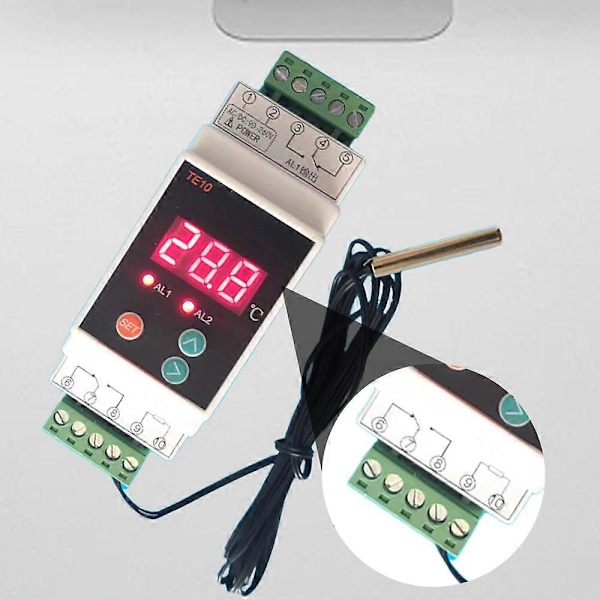 DIN-skena Digital Termostat med Sensor Dubbel Reläutgång, -40 till 110 Område, AC90-260V jy (FMY)