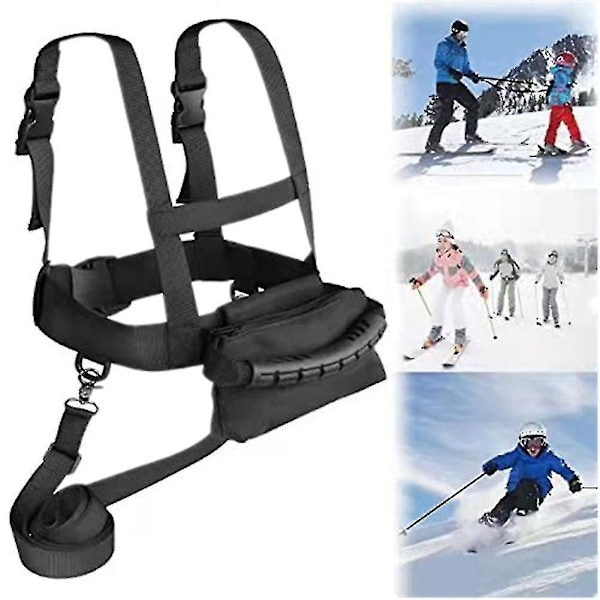 Barn Skidsele, Skid Säkerhetsaxelrem, Skidträningssäkerhetskoppel Snowboardträningsele Tränare Black