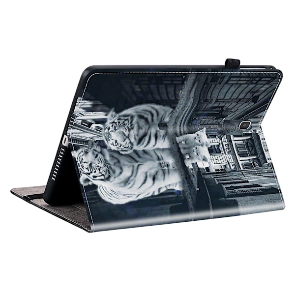 Maltet Cover i Læder med Malet Design til Samsung Galaxy Tab A 9.7 T550 T555 P550 (FMY) Cat Reflection Tiger