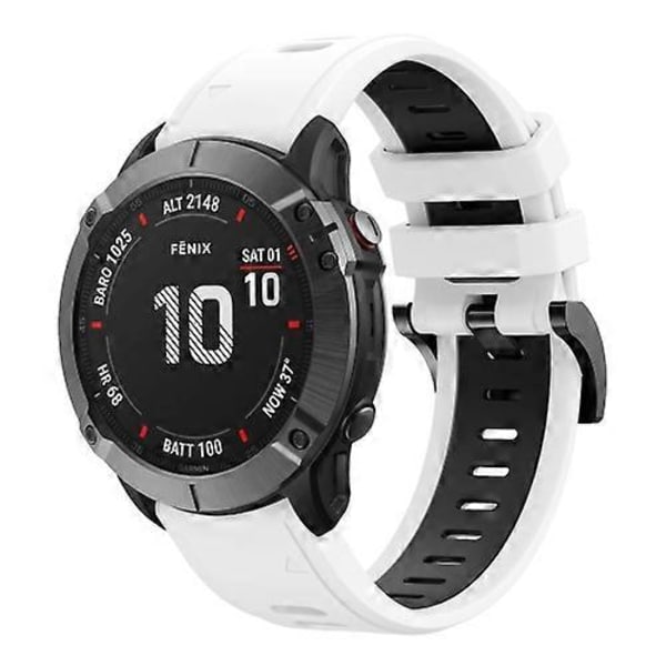 Til Garmin Fenix 6 Pro GPS 22mm To-Farvet Sports Silikon Urrem (FMY) White-Black
