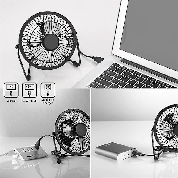 5W 5V aurinkopaneelikäyttöinen tuuletin, mini kannettava tuuletusjäähdytystuuletin 4-tuumainen USB kannettava tuuletin Ca (FMY) black