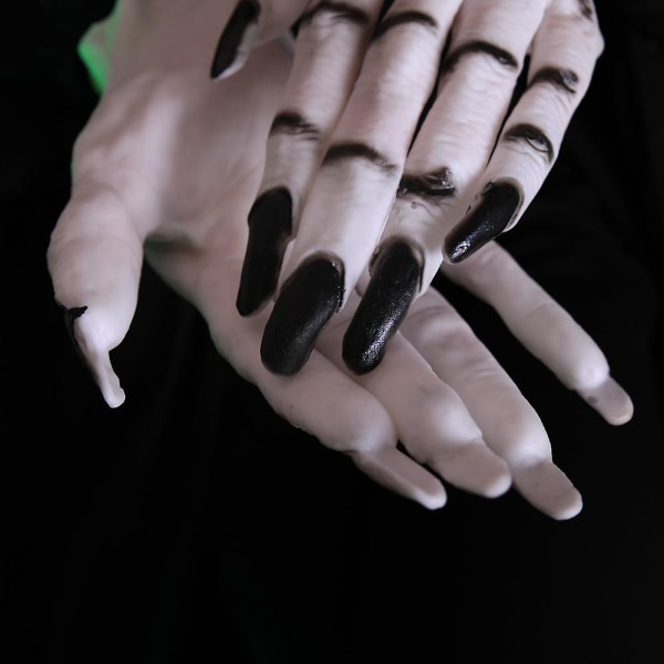 White Ghost Claws -hanskat mustilla kynsillä Halloween-asujuhliin Naisten Cosplay New (FMY)