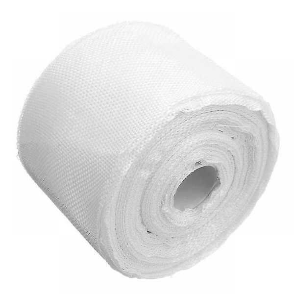 1 rulle hvidt glasfiberklæbebånd, glasfiber almindelig vævning sømme, høj styrke, høj temperaturbestandighed (FMY) 5cm 15m
