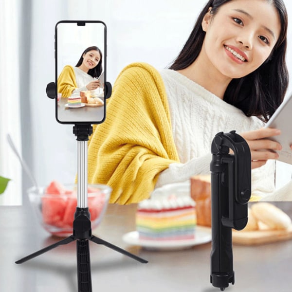 Teleskopisk hopfällbar selfiepinne Livestreaming Universal Phone Tripod Bracket  (FMY)